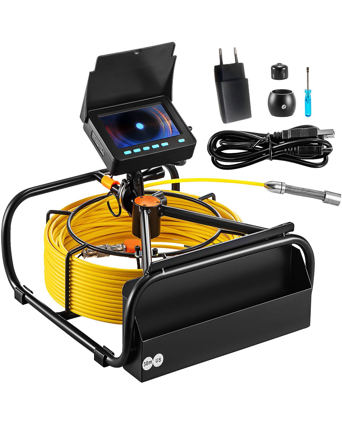 Sewer Camera 30m 4,3-tums kanalkamera med 6 justerbara lysdioder 16GB kort