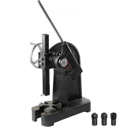 Arbor Press, 3 Ton Ratchet Type Arbor Press, Ratchet Leverage Arbor Press with Handwheel, 12.2" Maximum Height, Cast Iron Manual Desktop Punch Press, for Stamping, Bending, Stretching, Forming