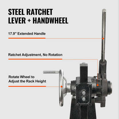 Arbor Press, 3 Ton Ratchet Type Arbor Press, Ratchet Leverage Arbor Press with Handwheel, 12.2" Maximum Height, Cast Iron Manual Desktop Punch Press, for Stamping, Bending, Stretching, Forming