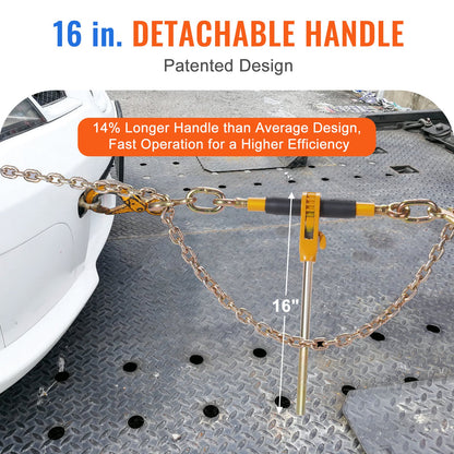 Ratchet Chain Binder, 5/16"-3/8" Heavy Duty Load Binders, with G80 Hooks 7,100 lbs Secure Load Limit, Labor-saving Anti-skid Handle, Tie Down Hauling Chain Binders for Flatbed Truck Trailer, 4 P