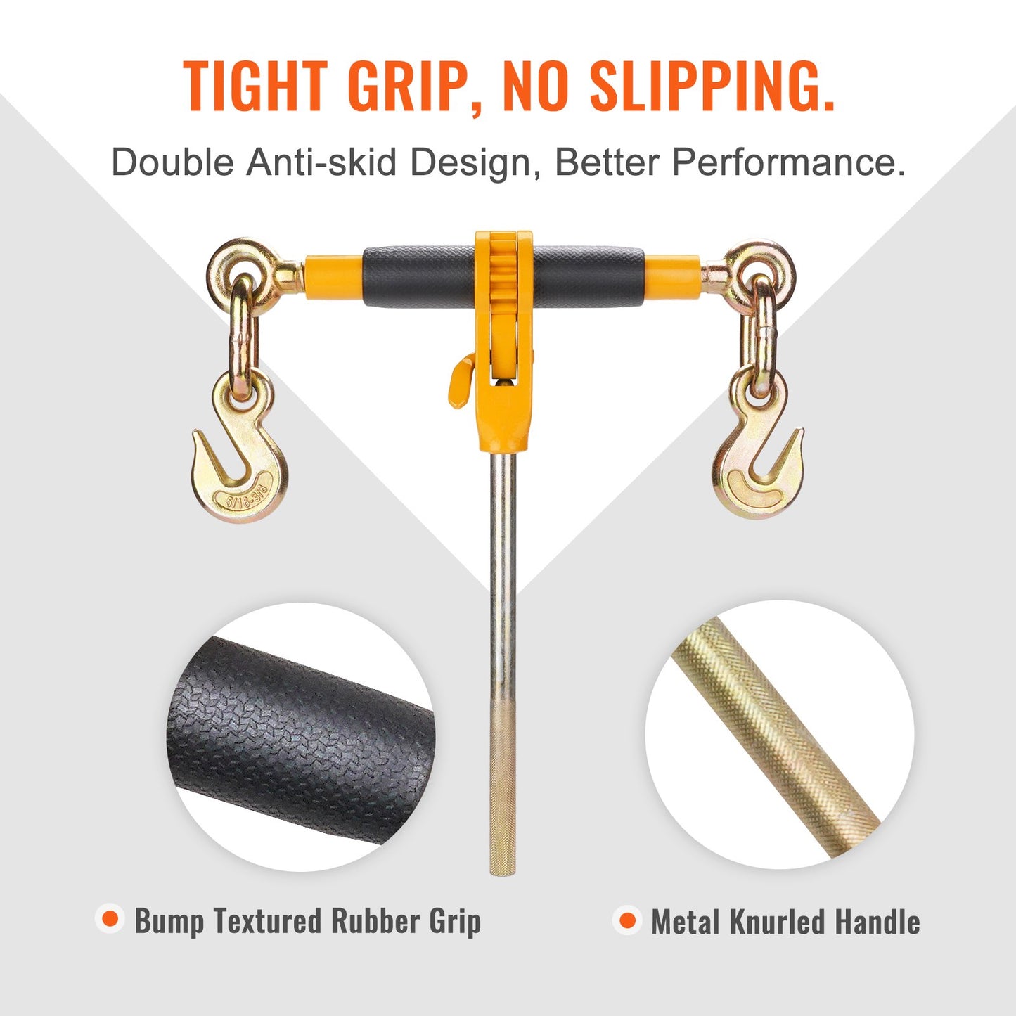 Ratchet Chain Binder, 5/16"-3/8" Heavy Duty Load Binders, with G80 Hooks 7,100 lbs Secure Load Limit, Labor-saving Anti-skid Handle, Tie Down Hauling Chain Binders for Flatbed Truck Trailer, 4 P