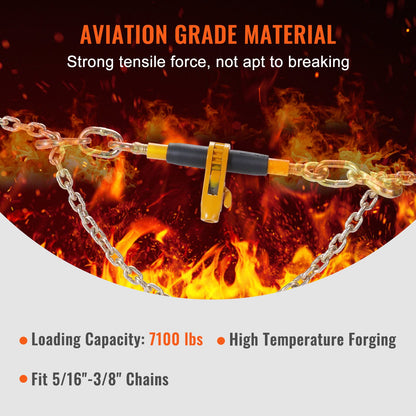 Ratchet Chain Binder, 5/16"-3/8" Heavy Duty Load Binders, with G80 Hooks 7,100 lbs Secure Load Limit, Labor-saving Anti-skid Handle, Tie Down Hauling Chain Binders for Flatbed Truck Trailer, 4 P