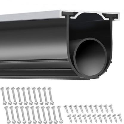 Garage Door Seals Bottom Rubber, U Shape +O Ring Combination Garage Door Weather Stripping with Pre-drilled Aluminum Track Retainer Kit, 5/16 inch T-ends and 3 3/4 inch Width (16 Ft, Black)