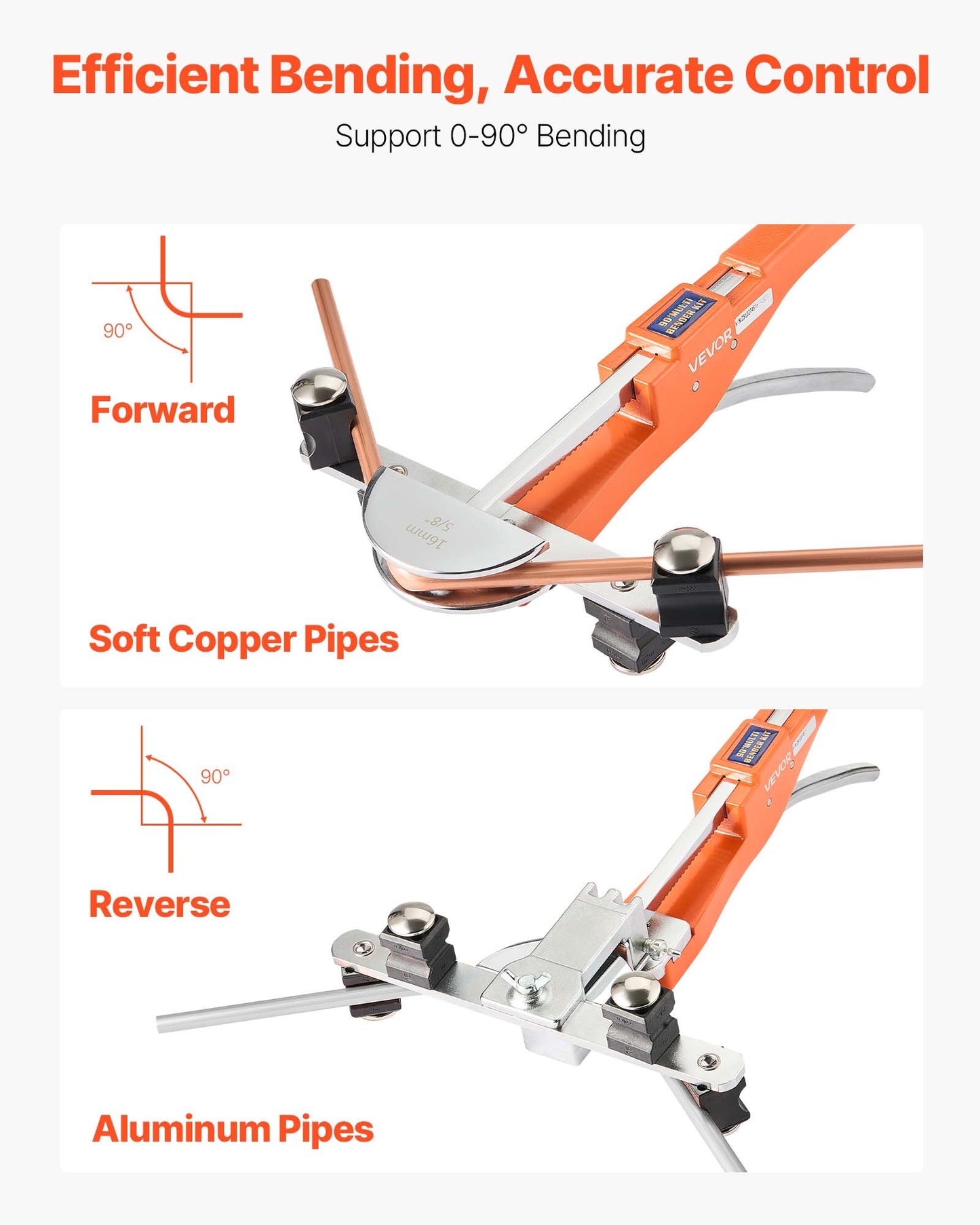 Tubing Bender Kit, 1/4 to 7/8 Inch, Compact Ratcheting Tube Pipe Bender, Forward/Reverse Hand Bending Tool, with 7 Aluminium Alloy Dies, for Copper HVAC Air Conditioning Refrigeration Repair