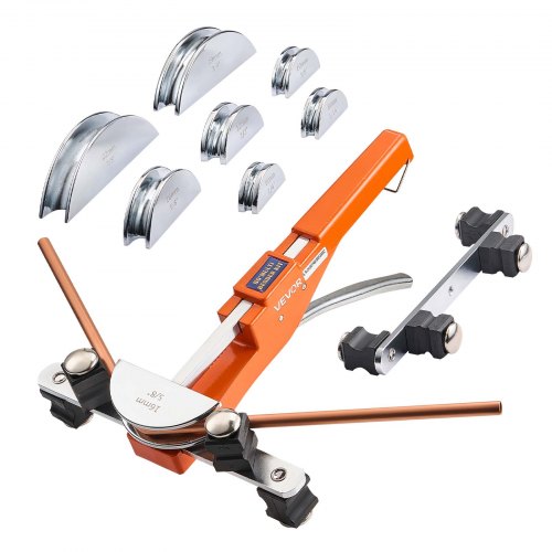 Tubing Bender Kit, 1/4 to 7/8 Inch, Compact Ratcheting Tube Pipe Bender, Ratchet Hand Bending Tool, with 7 Aluminium Alloy Dies, HVAC Tools, for Copper Aluminum HVAC Refrigeration Maintenance