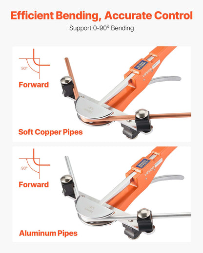 Tubing Bender Kit, 1/4 to 7/8 Inch, Compact Ratcheting Tube Pipe Bender, Ratchet Hand Bending Tool, with 7 Aluminium Alloy Dies, HVAC Tools, for Copper Aluminum HVAC Refrigeration Maintenance
