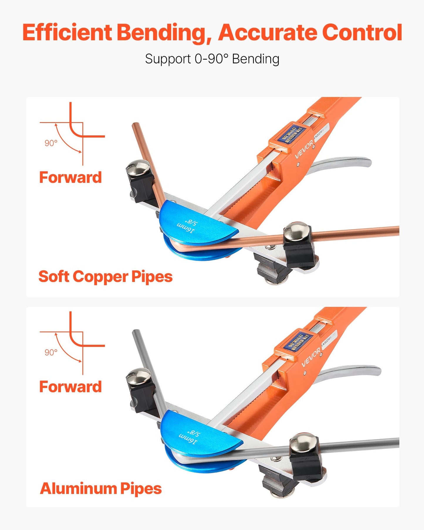 Tubing Bender Kit, 1/4 to 7/8 Inch, Compact Ratcheting Tube Pipe Bender, Ratchet Hand Bending Tool, with 7 Color Aluminium Alloy Dies, HVAC Tools, for Copper HVAC Air Conditioning Refrigeration