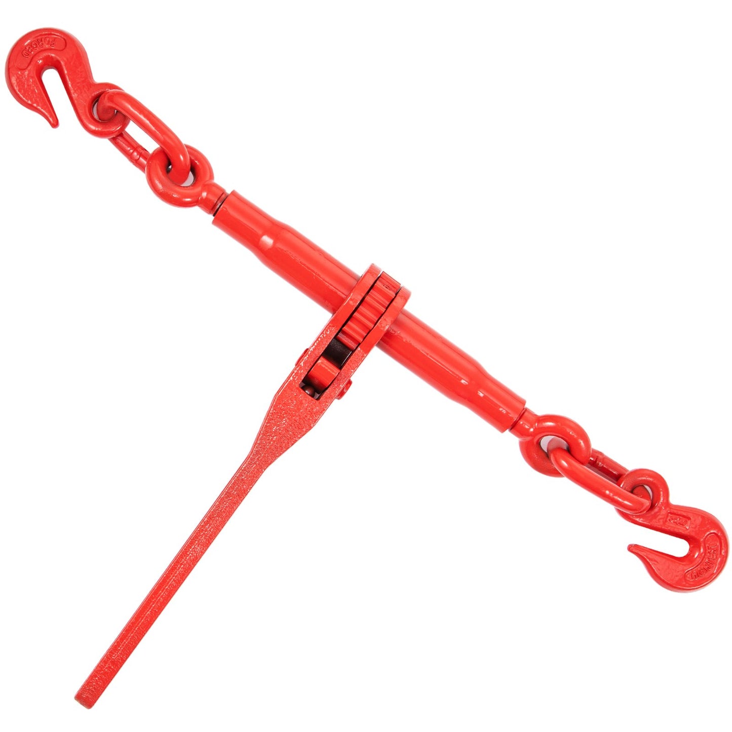 Chain Load Binder, 5/16\" Tie Down Kit with 6600LBS Working Load Capacity and Two Grapple Hooks, Includes (4) Ratchet Tie Downs - (4) 21\' Grade 80 Chains, Transport Load Pack for Pulling, Towing