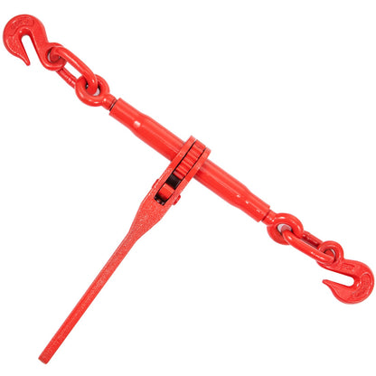 Chain Load Binder, 5/16\" Tie Down Kit with 6600LBS Working Load Capacity and Two Grapple Hooks, Includes (4) Ratchet Tie Downs - (4) 21\' Grade 80 Chains, Transport Load Pack for Pulling, Towing