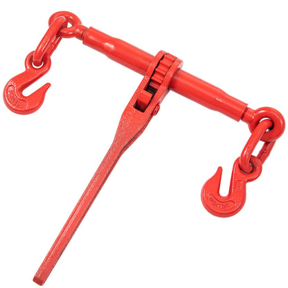 Chain Load Binder, 5/16\" Tie Down Kit with 6600LBS Working Load Capacity and Two Grapple Hooks, Includes (4) Ratchet Tie Downs - (4) 21\' Grade 80 Chains, Transport Load Pack for Pulling, Towing
