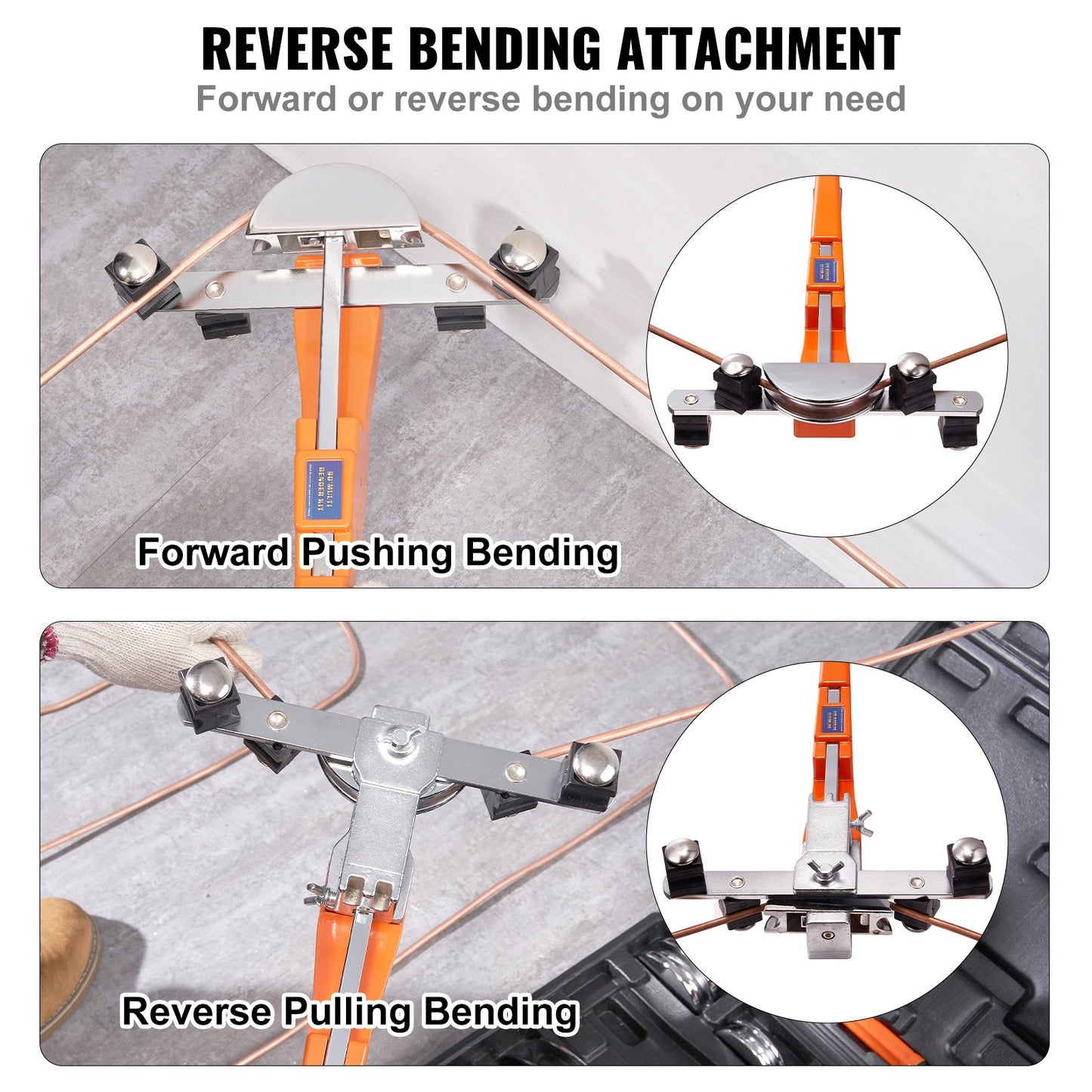 Pipe Tube Bender, 1/4"-7/8" Ratchet Pipe Bender, 90° Forward/Backward Pipe Bending Tool with 7 Nozzles for HVAC Air Conditioning Refrigerator Repair