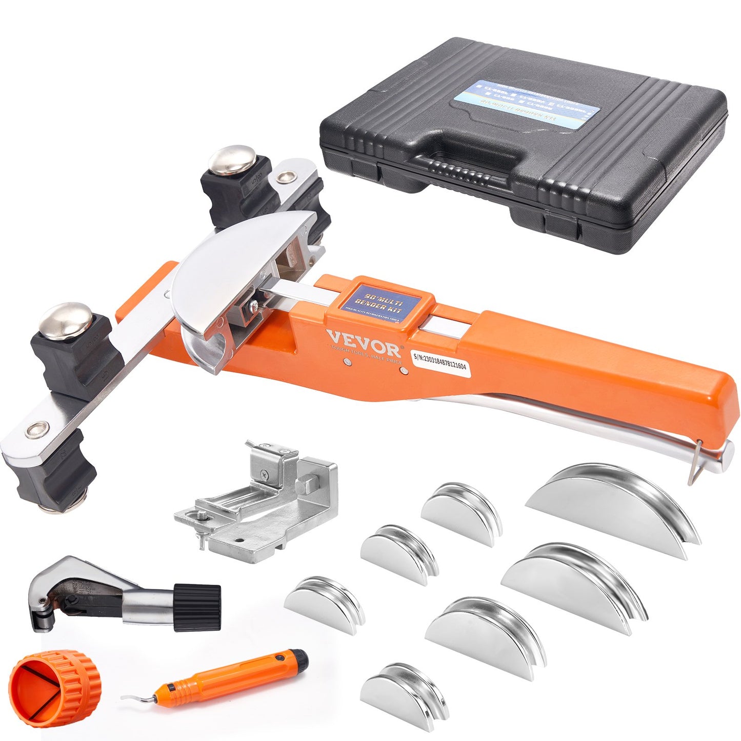 Pipe Tube Bender, 1/4"-7/8" Ratchet Pipe Bender, 90° Forward/Backward Pipe Bending Tool with 7 Nozzles for HVAC Air Conditioning Refrigerator Repair