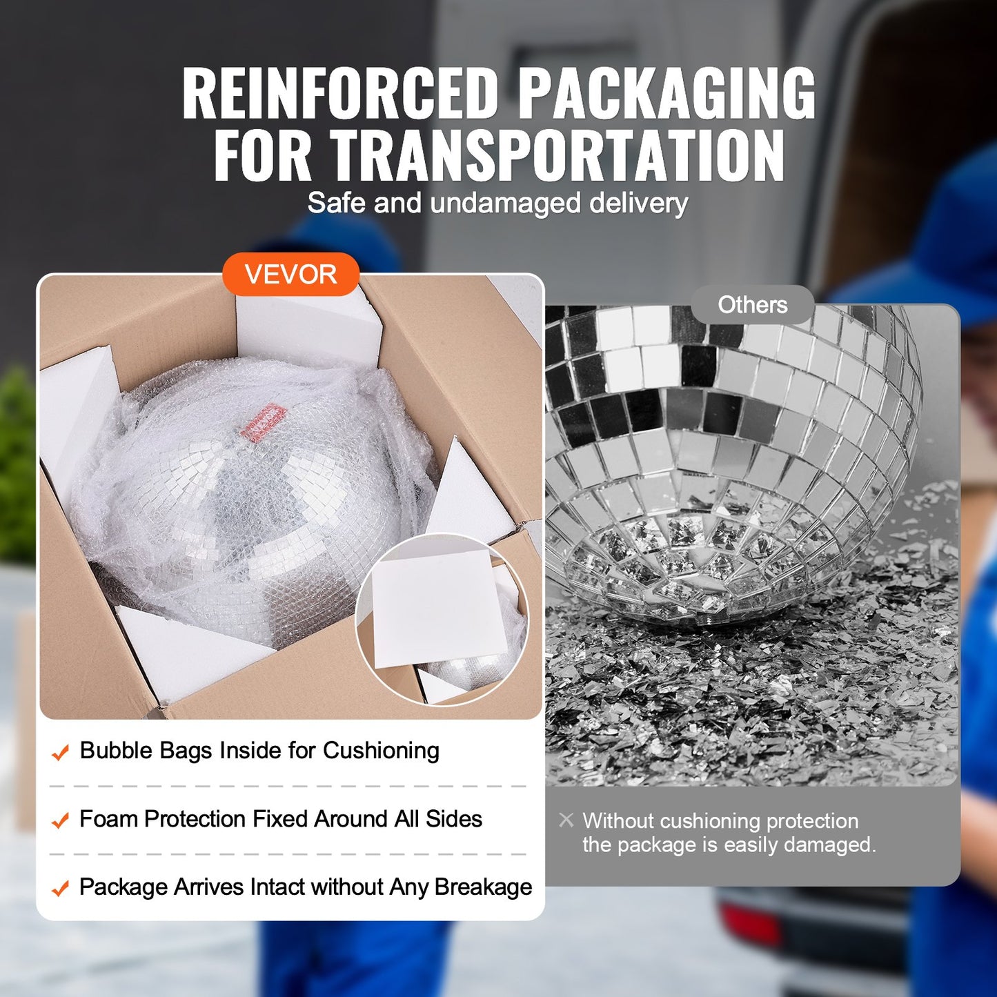 Spiegel-Discokugel, 30,5 cm, silberfarben, Party-Discokugel mit Aufhängering