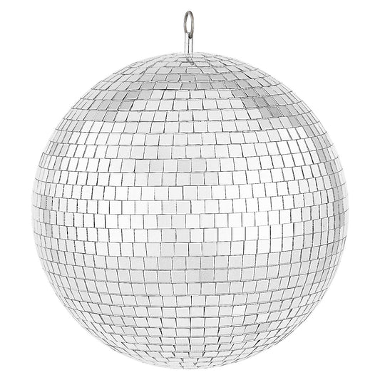 Mirror Disco Ball 12 Inch Silver Party Disco Ball med hängande ring