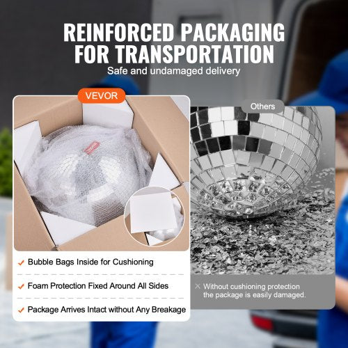 Mirror Disco Ball 16 In Silver Party Stor Disco Ball med Hängring |  EU