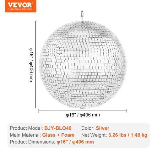Mirror Disco Ball 16 In Silver Party Stor Disco Ball med Hängring |  EU