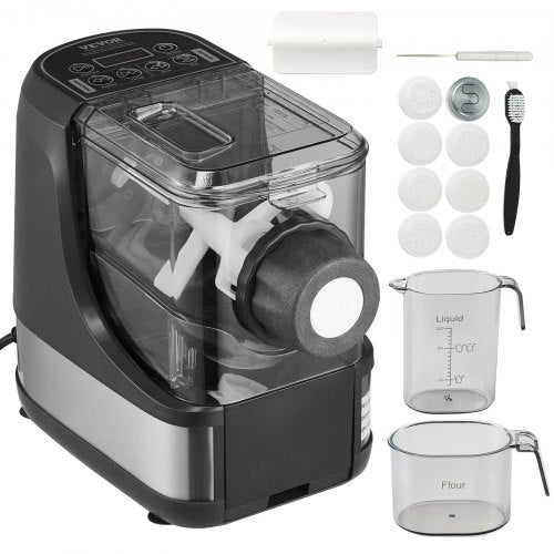Electric Pasta Maker, 150W Automatic Noodle Maker Machine with 8 Pasta Shapes, 4 Intelligent Modes, 500g Flour Capacity Pasta Maker Machine with Measuring Cups, Cleaning Brush for Home Kitchen