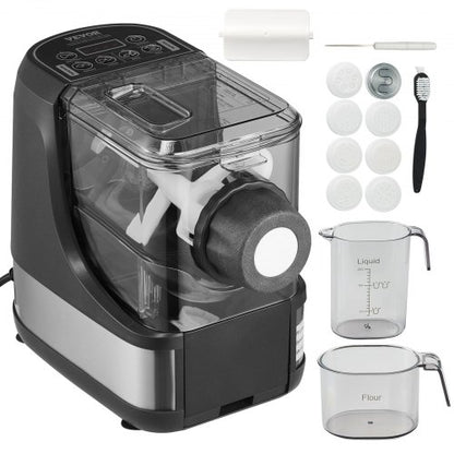 Electric Pasta Maker, 150W Automatic Noodle Maker Machine with 8 Pasta Shapes, 4 Intelligent Modes, 500g Flour Capacity Pasta Maker Machine with Measuring Cups, Cleaning Brush for Home Kitchen