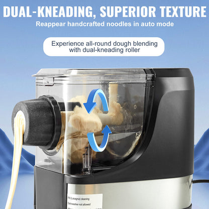 Electric Pasta Maker, 150W Automatic Noodle Maker Machine with 8 Pasta Shapes, 4 Intelligent Modes, 500g Flour Capacity Pasta Maker Machine with Measuring Cups, Cleaning Brush for Home Kitchen