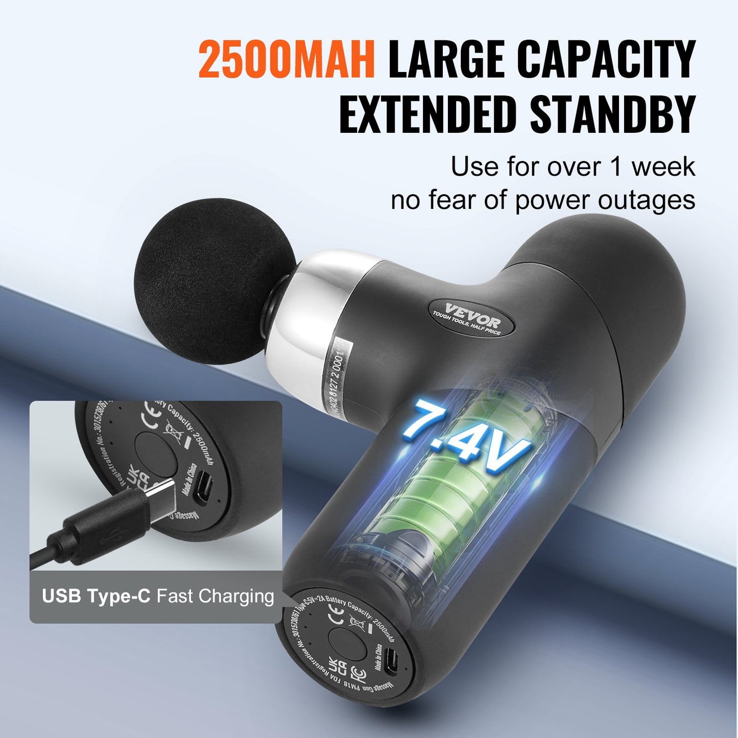 Mini-Massagepistole, Tiefengewebe-Percussion-Muskelmassagegerät, 4 Geschwindigkeiten, 4 Köpfe