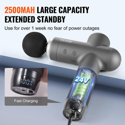 Massagepistole Tiefengewebe-Percussion-Muskelmassagegerät mit 8 Geschwindigkeiten und 6 Köpfen