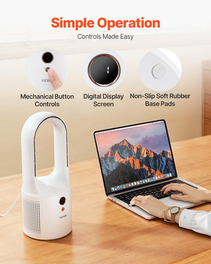 Portable Bladeless Desk Fan 12.99" 6-Speed Quiet Fan for Bedroom and Office