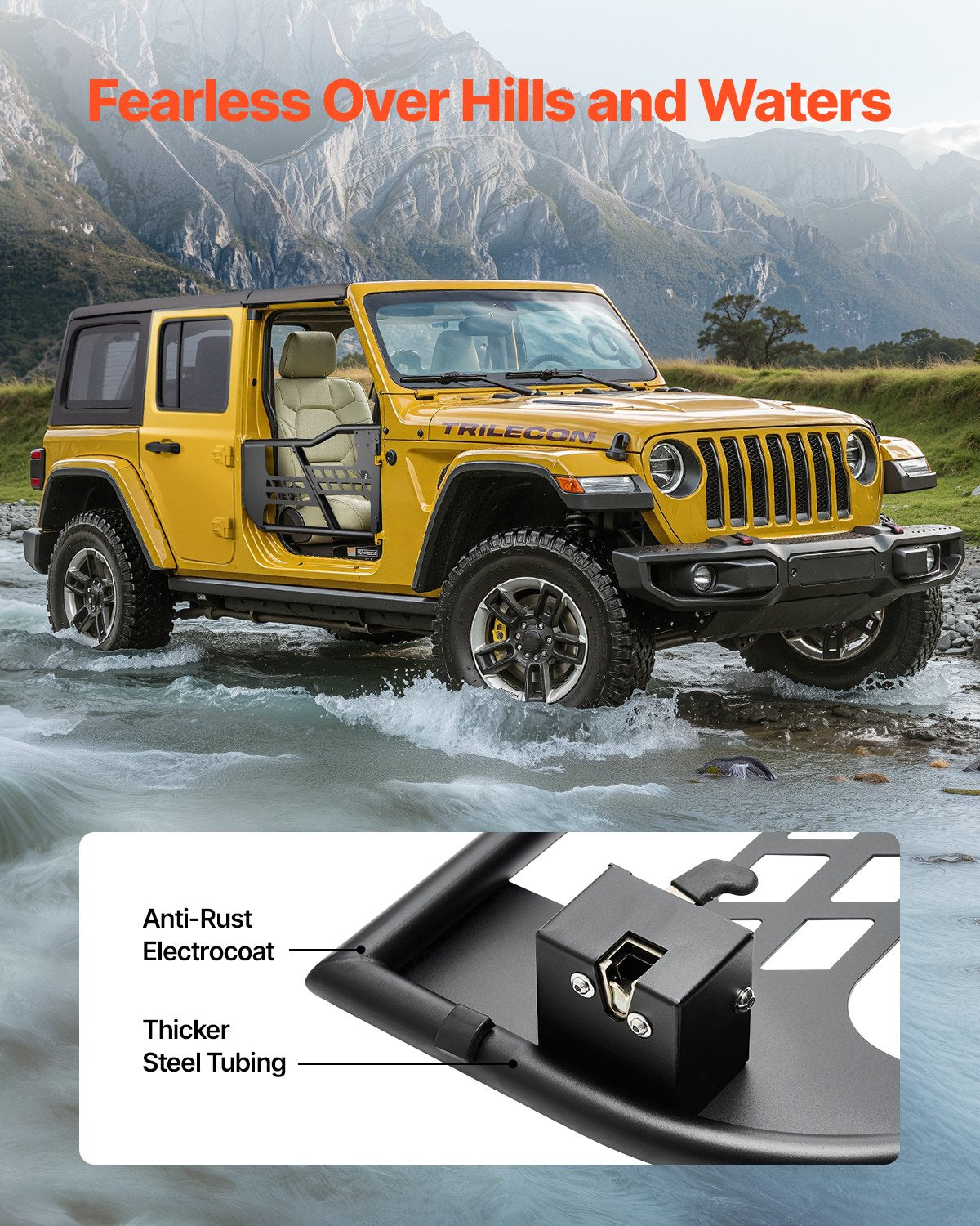 Jeep Tube Doors, 2-Door, Hunting Style Jeep Tubular Door with Heavy-Duty Hinges & OE Latch, Jeep Doors with Rubber Pads & Toughened Steel Tube, Fit for 2007-2018 Jeep Wrangler JK