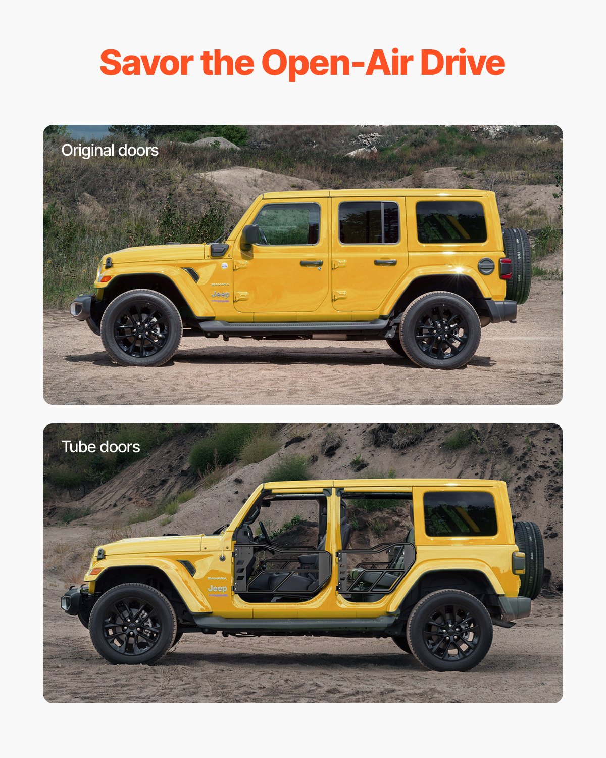 4-door Jeep Tube Doors Jeep Tube Doors for 2007-2018 Jeep Wrangler JK