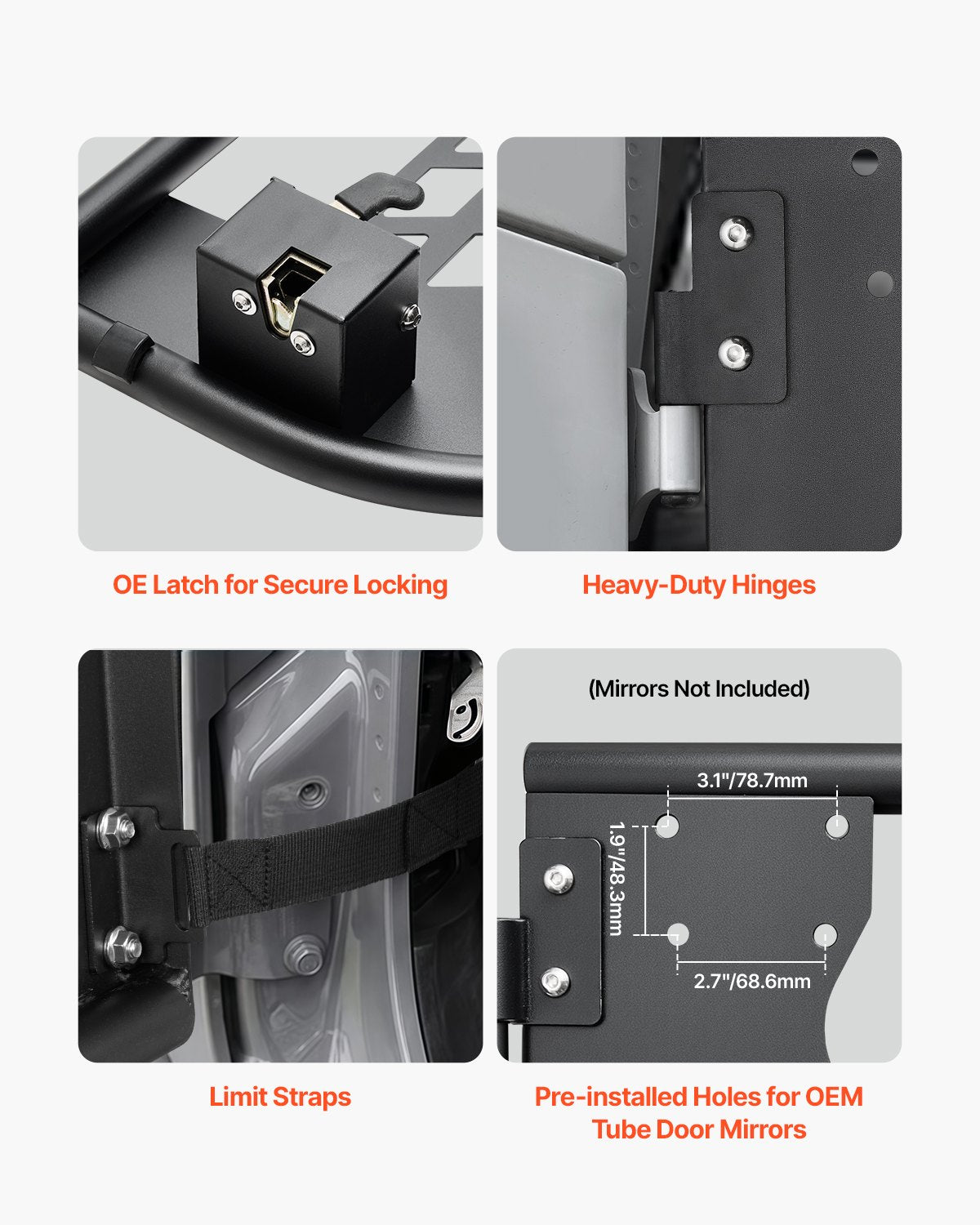 4-door Jeep Tube Doors Jeep Tube Doors for 2007-2018 Jeep Wrangler JK