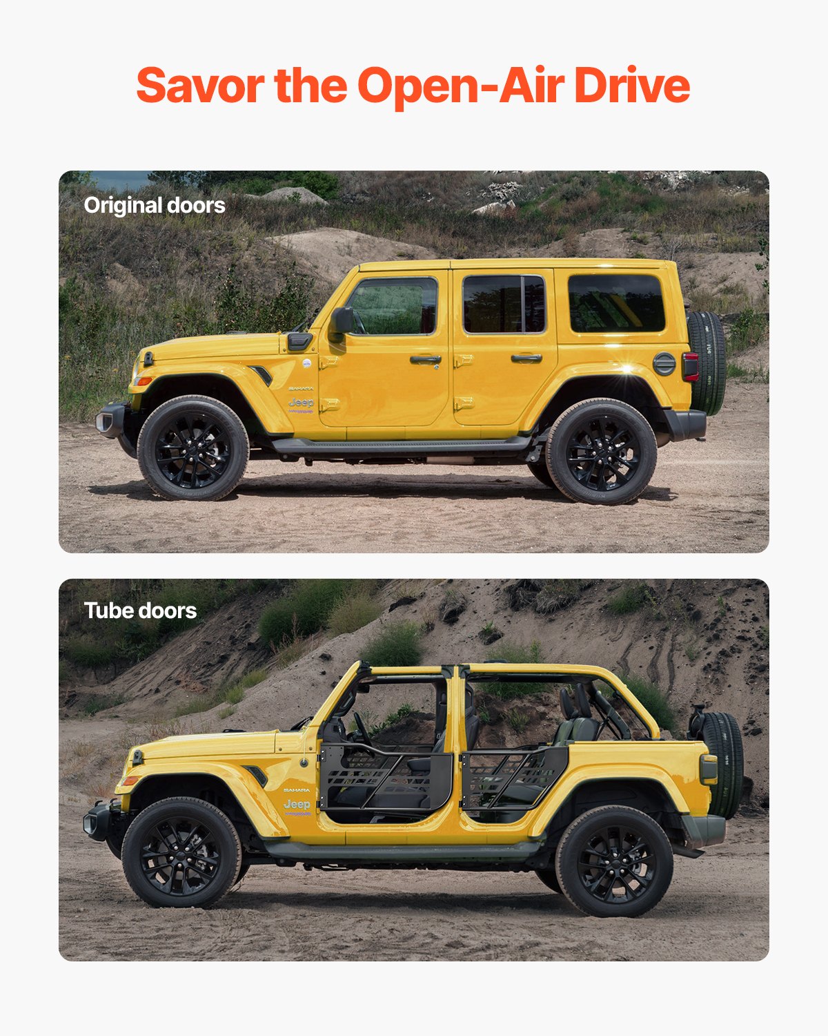 4-door Jeep Tube Doors Jeep Tube Doors for 2007-2018 Jeep Wrangler JK
