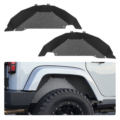 Inner Fender Liner, Rear Fender Liner Compatible with 2007-2018 Jeeps JK/JKU 2/4 Doors, Steel Mud Guards Bolt-on Style Fenders Flare, Wheel Well Cover Fenders Flare Liners, Scratch-Resistant