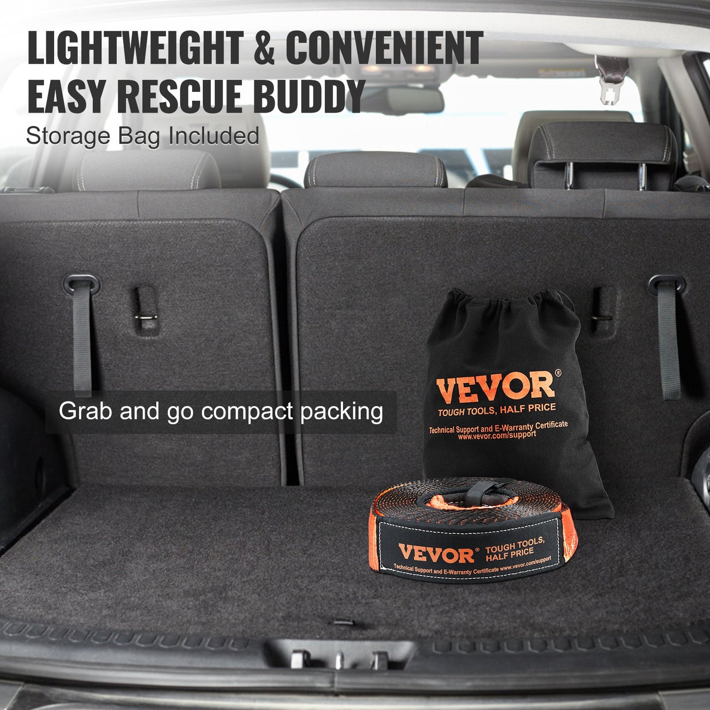 Off-Road Recovery Kit, 3" x 30', Heavy Duty Winch Recovery Kit with 30,000 lbs Tow Strap, 44,092 lbs D-Ring Shackles, Shackle Receiver and Storage Bag, for ATVs, Jeeps, Off-Road Vehicles, Trucks