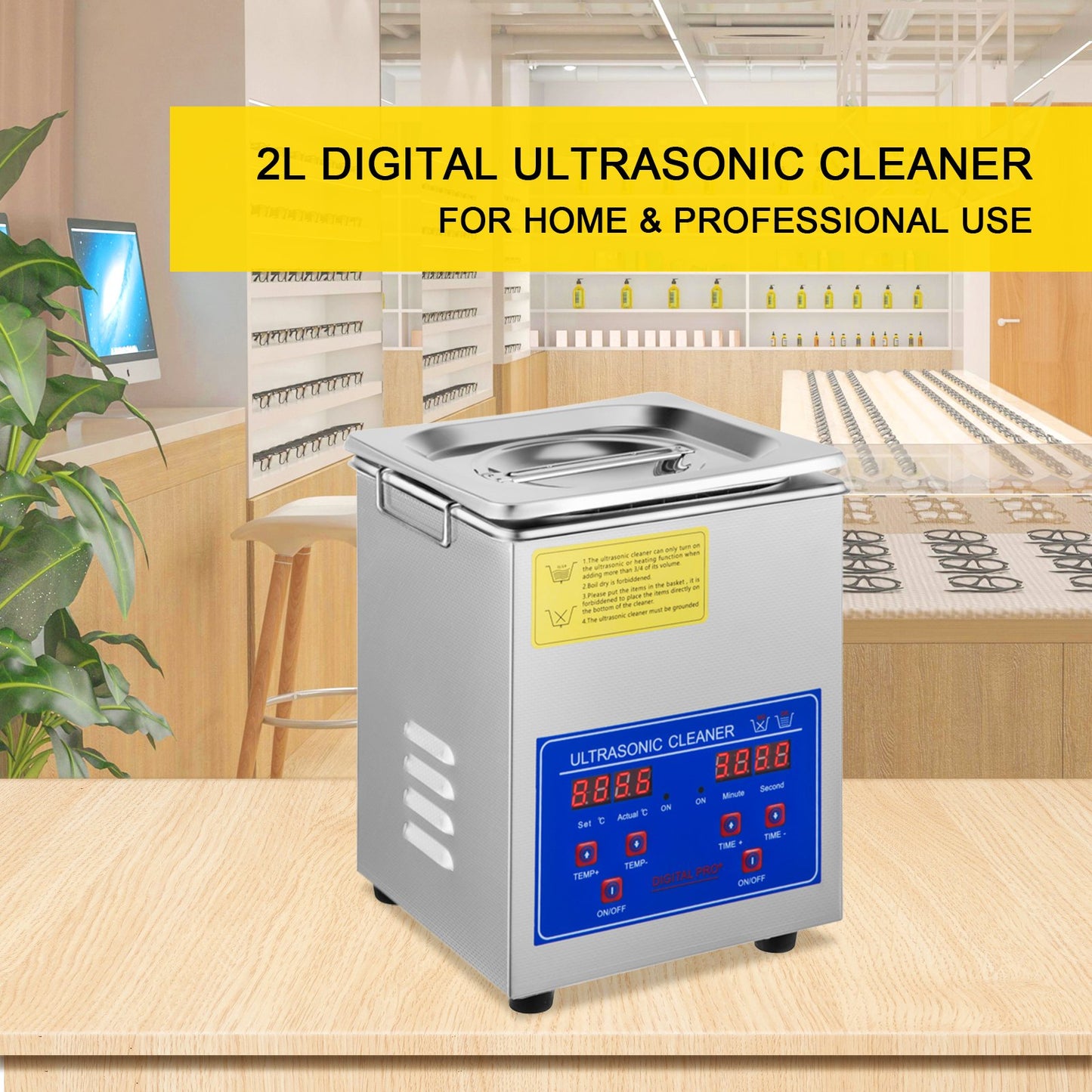 2L Ultrasonic Cleaner Stainless Steel Ultrasonic Cleaner Digital Heater Timer Jewelry Cleaner for Commercial Personal Home Use (2L)