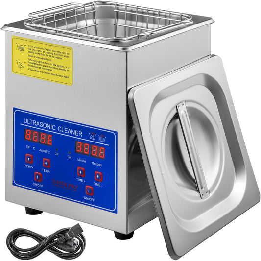 2L Ultrasonic Cleaner Stainless Steel Ultrasonic Cleaner Digital Heater Timer Jewelry Cleaner for Commercial Personal Home Use (2L)