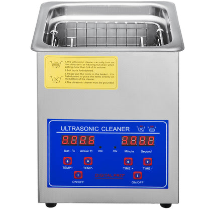 2L Ultrasonic Cleaner Stainless Steel Ultrasonic Cleaner Digital Heater Timer Jewelry Cleaner for Commercial Personal Home Use (2L)