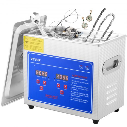 Ultrasonic Cleaner with Digital Timer & Heater, Professional Ultra Sonic Jewelry Cleaner, Stainless Steel Heated Cleaning Machine for Glasses Watch Rings Small Parts Circuit Board (3L)