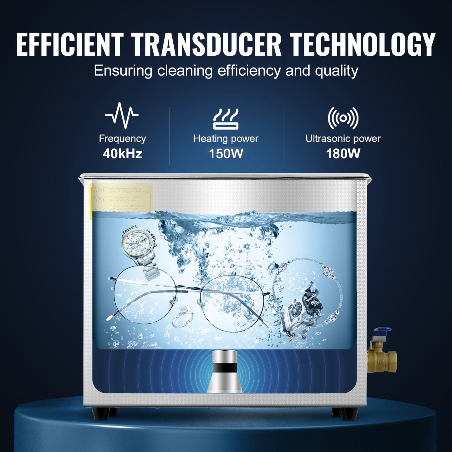 Sonic Cleaner with Digital Timer & Heater, Professional Ultra Sonic Jewelry Cleaner, Stainless Steel Heated Cleaning Machine for Glasses Watch Rings Small Parts Circuit Board (6L)