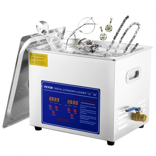 Professional Ultrasonic Cleaner, 10L Ultrasonic Jewelry Cleaner with Digital Timer & Heater, Stainless Steel Industrial Sonic Cleaner 40kHz for Glasses, Watches, Rings, Small Parts