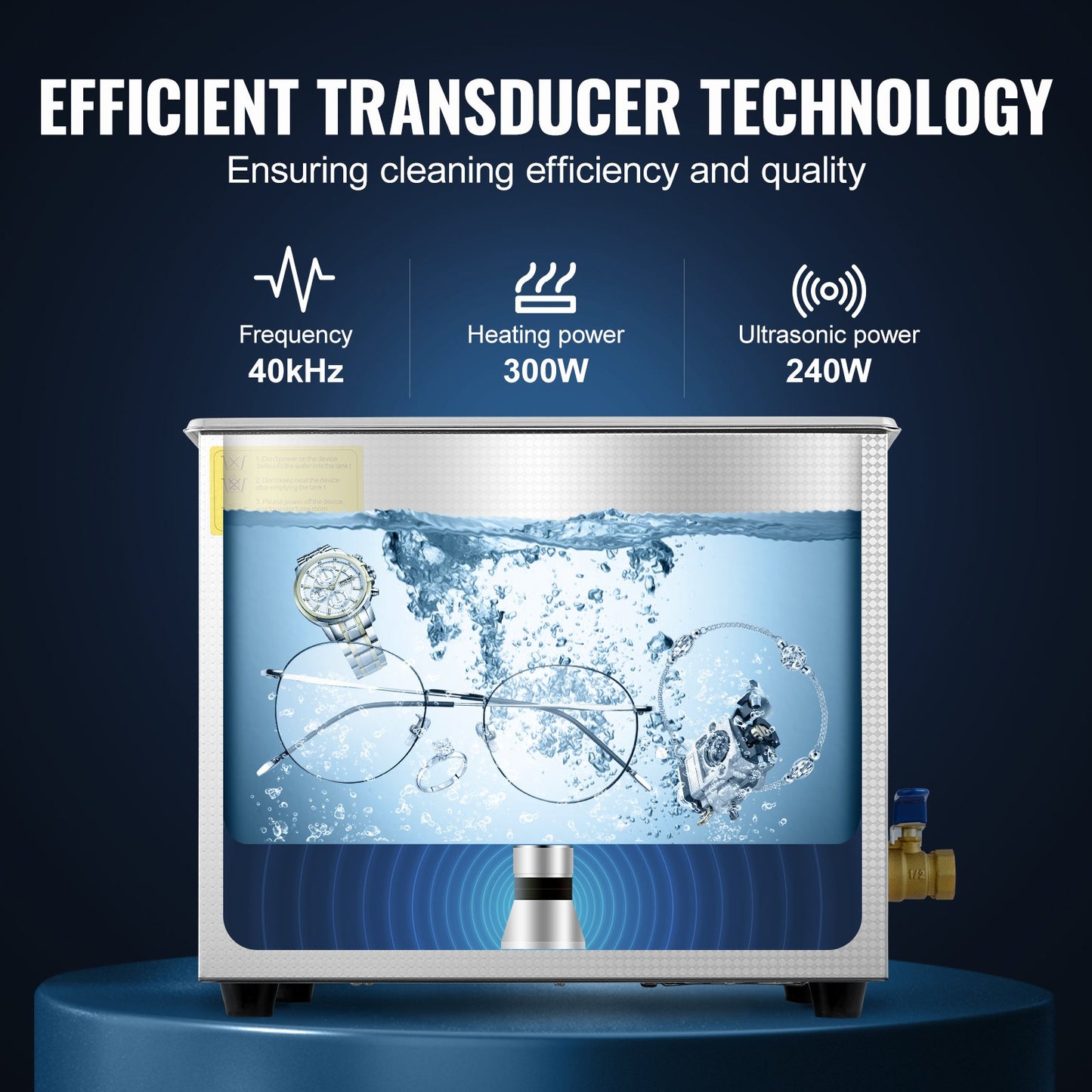 Professional Ultrasonic Cleaner, 10L Ultrasonic Jewelry Cleaner with Digital Timer & Heater, Stainless Steel Industrial Sonic Cleaner 40kHz for Glasses, Watches, Rings, Small Parts