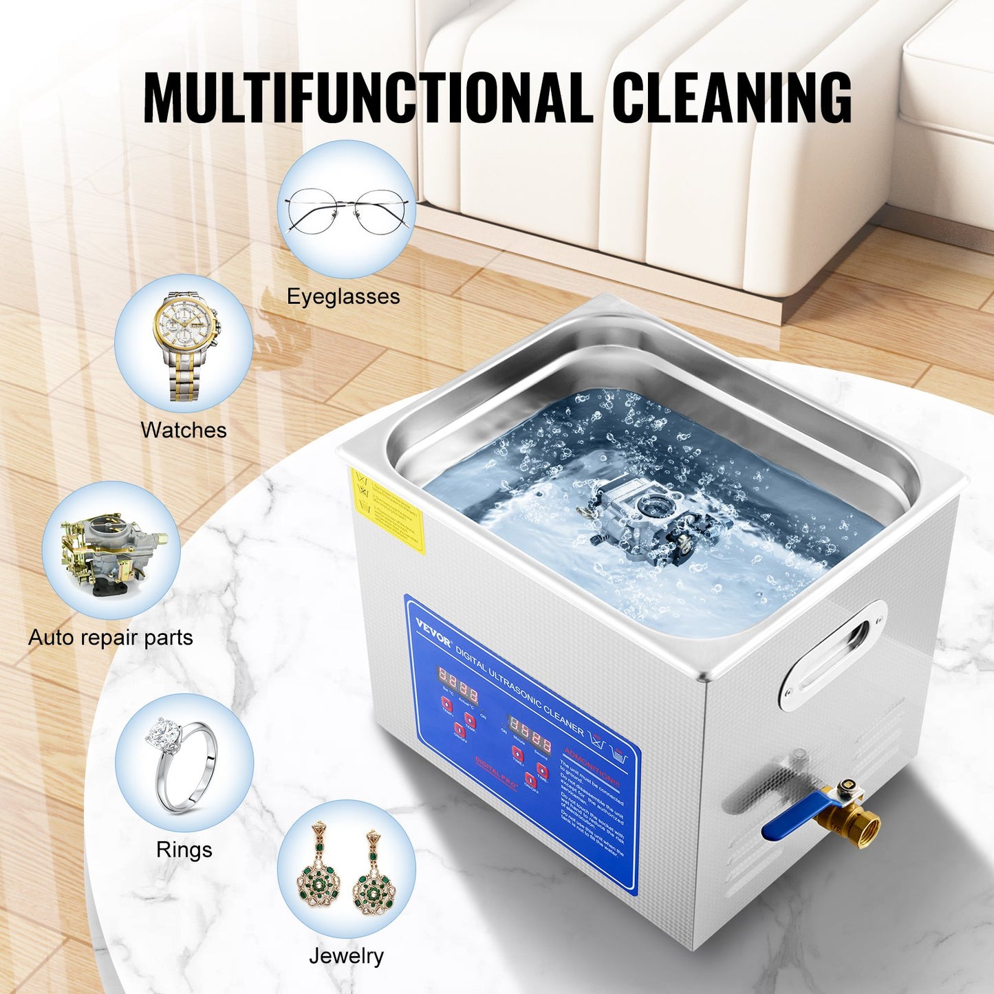 10L Ultrasonic Cleaner for Stainless Steel Ultrasonic Cleaner Digital Heater Timer Jewelry Cleaner for Commercial Personal Home Use (10L)