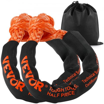 Synthetic Soft Shackle, 1/2" x 22" (2 Pack) 44092 lbs (20 Ton) Breaking Strength Recovery Tow Shackles with Extra 2 Sleeves & Storage Bag for UTV, ATV, Trucks, Jeep, Off-Road Vehicles, Orange