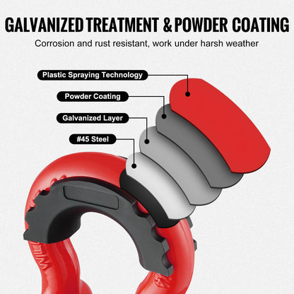 2er-Pack 3/4" D-Ring-Schäkel mit 7/8" Schraubstift, Bruchfestigkeit 62832 lbs