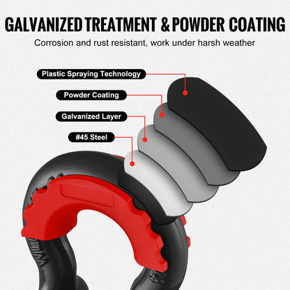 2-pack 3/4" D-ringschackel med 7/8" skruvstift 62832 lbs brottstyrka