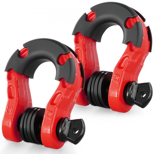 3/4" D-Ring Shackle, 2 Pack Alloy Steel Shackles 66139 lbs (30 Ton) Break Strength with 7/8" Screw Pin, Isolators & Washers, Heavy Duty Off Road Vehicle Recovery Shackle for Jeep Truck, Red