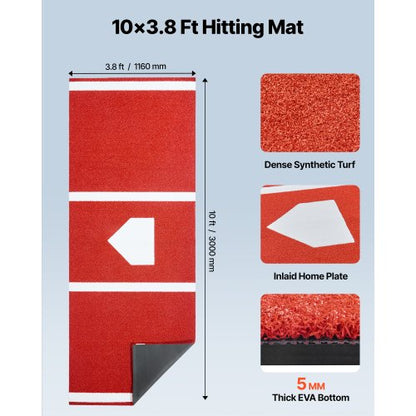 300x116cm Baseballmatte Softballmatte Outdoor Training Rot | EU