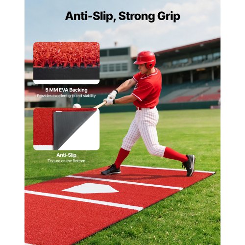 300x116cm Baseballmatte Softballmatte Outdoor Training Rot | EU
