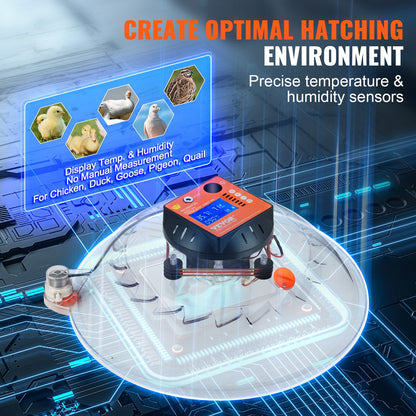 48 Egg Incubator, Incubators for Hatching Eggs, 360° Automatic Egg Turner with Temperature and Humidity Display, 48 Eggs Poultry Hatcher with ABS Transparent Shell for Chicken, Duck, Quail