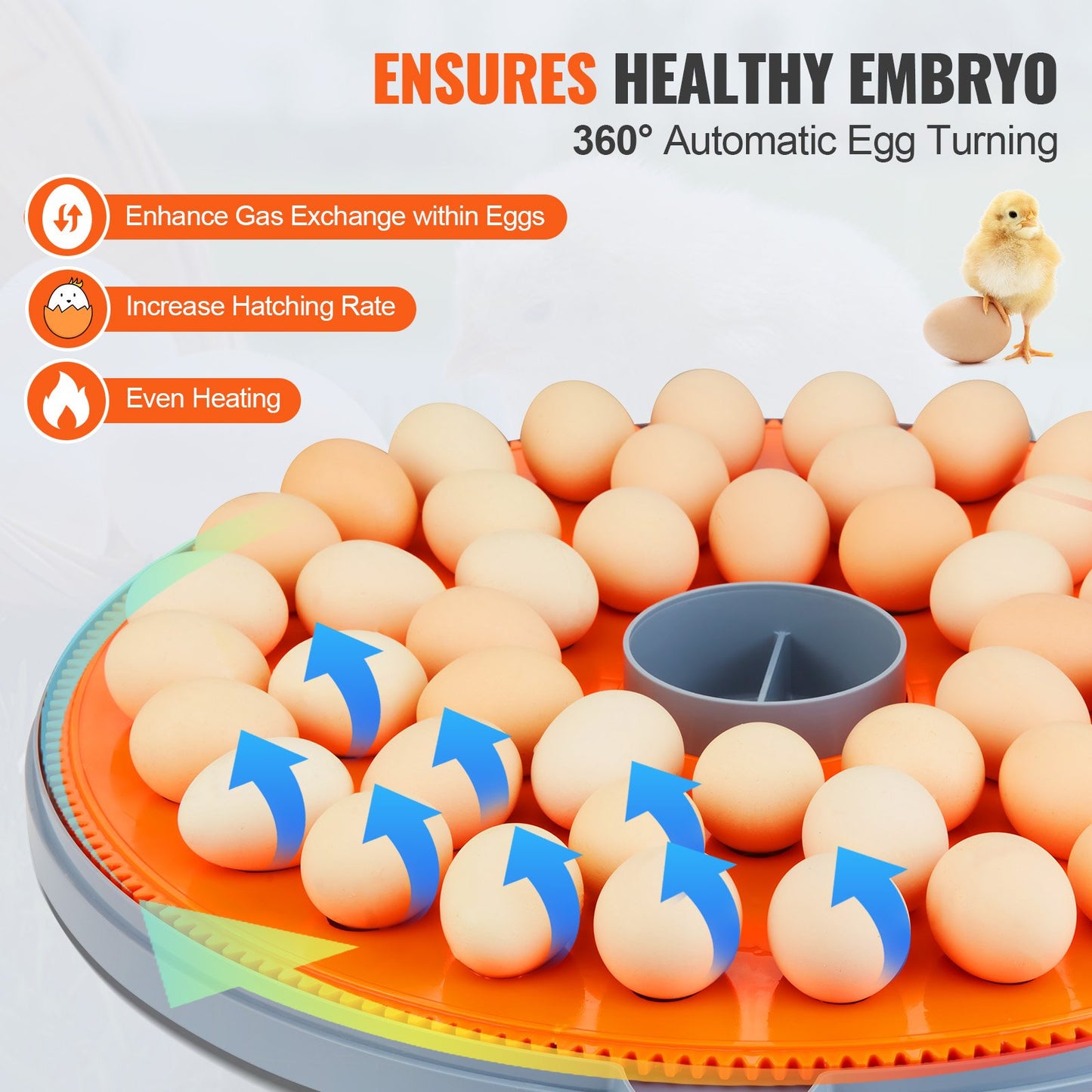 48 Egg Incubator, Incubators for Hatching Eggs, 360° Automatic Egg Turner with Temperature and Humidity Display, 48 Eggs Poultry Hatcher with ABS Transparent Shell for Chicken, Duck, Quail