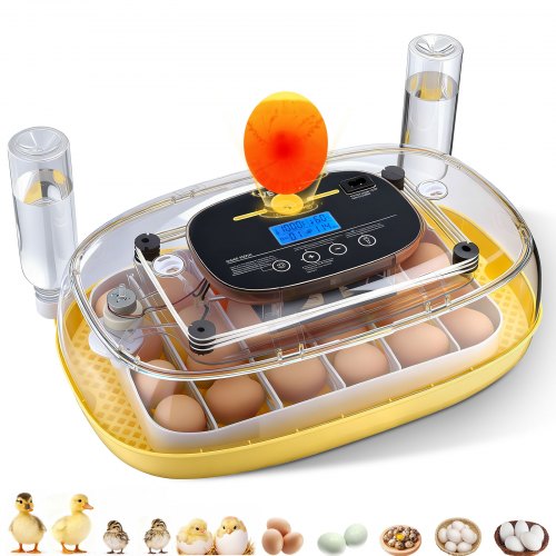 24 Egg Incubator, Automatic Egg Turner with LED Candler, Temperature & Humidity Control, 360° View Clear Window, Auto Water Refill, Poultry Eggs Incubators for Hatching Chicks Ducks Goose Quail