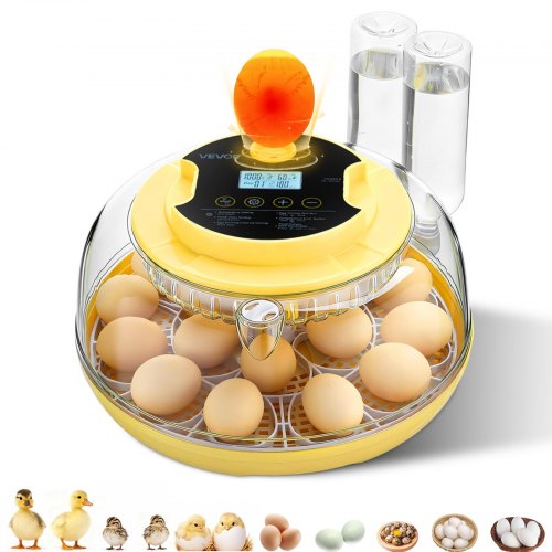 18 Egg Incubator, Automatic Egg Turner with LED Candler, Temperature & Humidity Control, 360° View Clear Window, Auto Water Refill, Poultry Eggs Incubators for Hatching Chicks Ducks Goose Quail